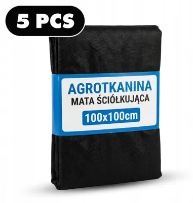 Produktbild von Unkrautvlies 100 x 100 cm 5er Set – Gartenvlies gewebt PP 90 g/m², UV-beständig, wasserdurchlässig, mit Pflanzlinien für Beet und Baumscheibe