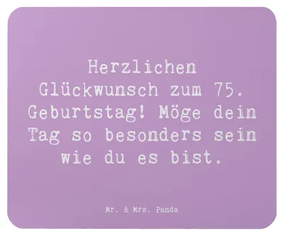 Produktbild von Mr. & Mrs. Panda Mouse Pad Spruch 75. Geburtstag Glückwünsche - Lavendeltraum - Geschenk, Mousepad, Alter, wertschätzen, Geburtstagskind, pc mauspad, computer, Weisheit
