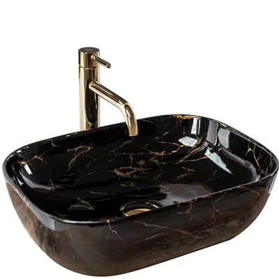 Zdjęcie produktu dla Umywalka nablatowa Rea Belinda Black Marble shiny