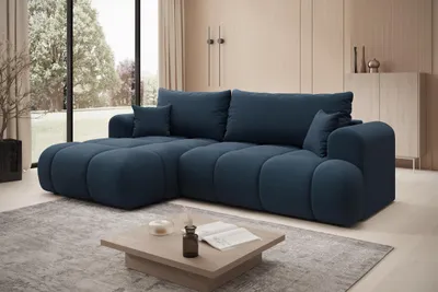 Produktbild von Ecksofa TREVIO Links in Blau 260 × 93 x 165 cm – Modernes Designsofa mit Ottomane