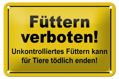 Produktbild von Blechschild Warnschild 18x12cm Füttern verboten Tierschild