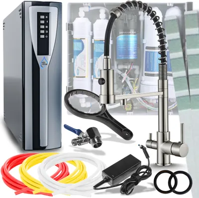 Produktbild von 3-Wege Küchenarmatur Ari Solid Spring, ausziehbare flexible Federbrause, 360 Grad schwenkbar, Keramikkartusche, Edelstahl Inox mit Wasserfilter Anschluss