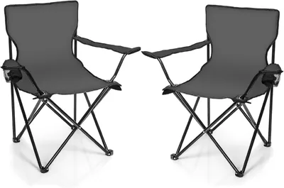 Produktbild von Campingstuhl BigDean 2 x Klappstühle, dunkelgrau, Campingstuhl, Angelstuhl mit Getränkehalter und Tragetasche, klappbarer Angelstuhl, Klappstuhl, Gart