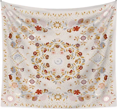 Image de Tapis mural fleur et plante esquissŽe, Mandala fleur boho, tapis mural hippie b?me pour chambre, salon, rŽsidence, dŽcoration de la maison (230 cm x 180 cm,couleur 12)