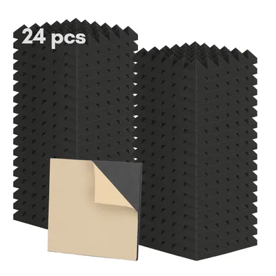 Zdjęcie produktu dla TolleTour Pyramiden – pianka akustyczna (czarna) (ok. 30 x 30 x 5 cm) – izolacja akustyczna