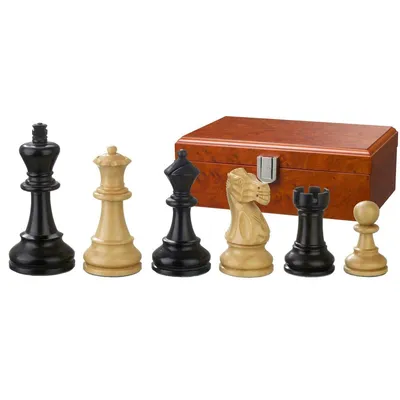 Produktbild von Schachfiguren Hadrian 90 mm, Holzbox, klassisches Schachset