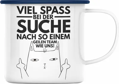 Produktbild von Trendation - Jobwechsel Emaille Tasse Geschenk Neuer Job Abschied Abschiedsgeschenk Kollege Kollegin (Blau)