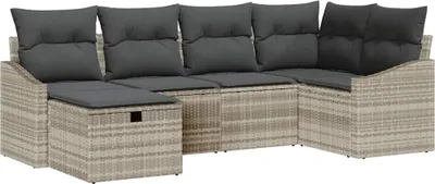 Produktbild von Sofa Set mit Kissen 6 pcs Hellgrau und Grau Poly-Rattan