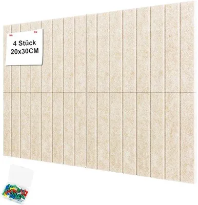 Produktbild von Famanu Filz-Pinnwand Set von 4, selbstklebend, dunkelcamel, 30 x 20 cm, groß und faltbar