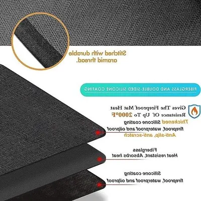 Immagine prodotto di Tappetino per barbecue resistente al fuoco 122x178 cm, oleorepellente, impermeabile e antiscivolo