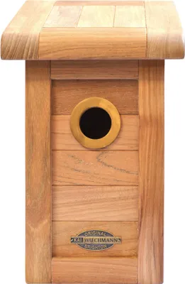 Produktbild von Nistkasten Premium Teak Brutkasten für Gartenvögel als wetterfestes Vogelhaus unbehandeltes Teakholz und abnehmbares Dach