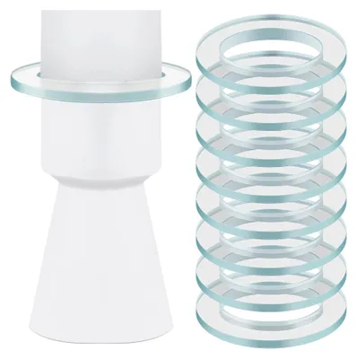 Produktbild von Set aus 10 Tropfenfängern für Kerzen, transparenter Kerzenmanschetten, runde Glas Tropfenfänger für Stabkerzen, Kommunionkerze, Kerzenständer, klar (4 cm)