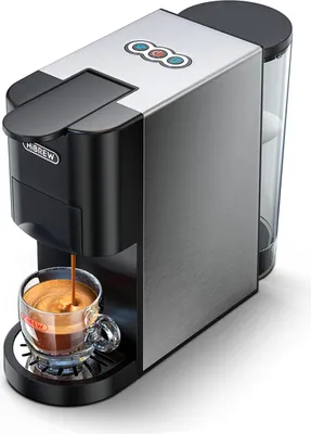 Produktbild von HiBREW 5-in-1 Elektrische Kaffeemaschine, 19 Bar, Mini-Kaltbrüh- und Heizkaffeemaschine mit abnehmbarem 800 ml/27 oz Wassertank, Espressokaffeemaschine, funktioniert mit NES/DG/ESE-Kapseln, K-Cup-Pads und gemahlenem Kaffee