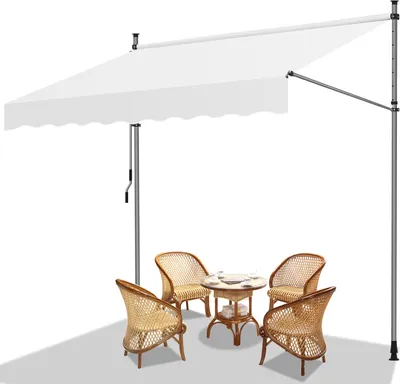 Immagine prodotto di Tenda da sole Izrielar Tenda da sole a morsetto Tenda da sole per balcone Crema con manovella senza foratura Protezione solare Protezione UV e impermeabile e regolabile in altezza 350 cm