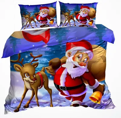 Obrázok produktu pre 3D bavlnená saténová posteľná bielizeň 200 x 220 cm Veselý Santa