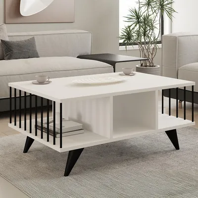 Immagine prodotto di Dogliani - Tavolino da Salotto, 90x60x40h cm Bianco, con Piedini
