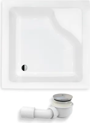 Produktbild von BADLAND Duschwanne Quadratisch Igor 80x80x38,5 cm ohne Verkleidung | Ablaufgarnitur und Füße Gratis