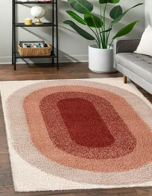 Produktbild von DomDeco Hochflorteppich ROMI, weicher 30mm Shaggy-Flor, Creme-Rotbraun, 80x150cm