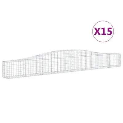 Produktbild von vidaXL Gabionen mit Hochbogen 15 Stk. 400x30x40/60 cm Verzinktes Eisen