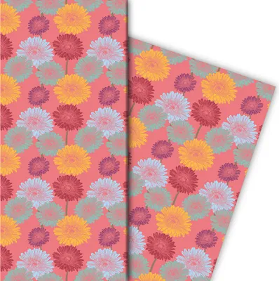 Produktbild von Modernes Sommer Blumen Geschenkpapier für liebevolle Geschenke, rosa - G10121, 32 x 48cm