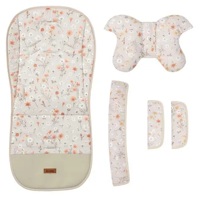 Immagine prodotto di Set di rivestimenti deluxe per passeggino Bloom Beige, reversibile, in velluto e cotone