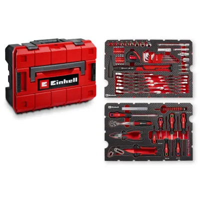 Produktbild von Original Einhell E-CASE 80-tlg. Werkzeugkoffer (Werkzeug-Set im robusten, stapelbaren Kunststoffkoffer als ideale Grundausstattung für den Haushalt, die Werkstatt oder unterwegs)