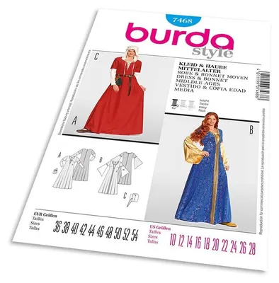 Obrázek produktu pro Střih Burda 7468 - Středověké šaty a čepec