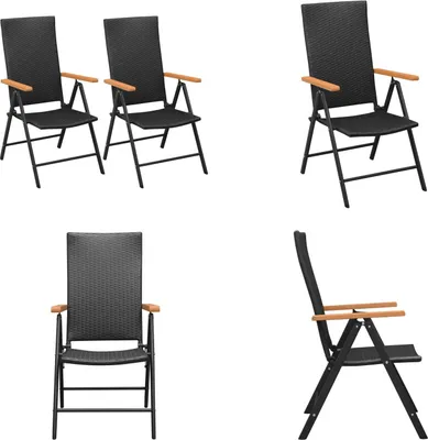 Produktbild von vidaXL Stapelbare Gartenstühle 2 Stk. Poly Rattan Schwarz - Gartenstuhl - Gartenstühle - Stuhl - Stühle