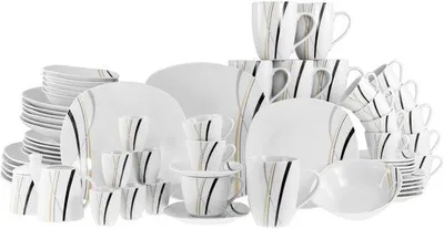 Immagine prodotto di CreaTable, 22537, Square City Line, servizio da tavola 62 pezzi, porcellana