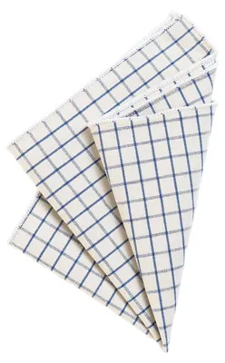Produktbild von DonDon Herren kariertes Einstecktuch 23 x 23 cm Baumwolle Karomuster - Weiß-blau kariert