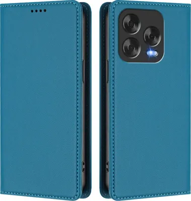 Produktbild von Handyhülle für ZTE Blade V70 Vita/Blade V70 Design/nubia V70 Design, Kunstleder Klapphülle Stoßfeste Magnetische Hülle mit Ständer Blau