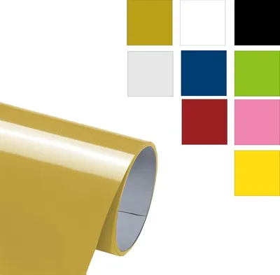 Image de Rouleau de film thermocollantPolyuréthane12 "x6ft Gold - Vinyle écologique et robuste Heat Transfer pour le bricolage de vêtements, T-shirts, sacs