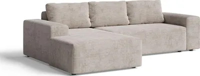Obrázek produktu pro Rohová souprava s funkcí spaní L – krémová – 264x76x155 cm – levá – manšestr – úložný prostor – pohovka do obývacího pokoje – AVANTI