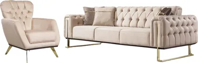 Produktbild von Villa Möbel Sofa Set Nova Beige Stellvariante:3+1 Relax- und Bettfunktion, pflegeleichter Mikrofaser Samtstoff