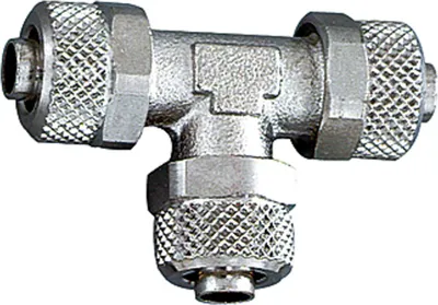 Produktbild von Riegler T-Verbinder, für Schlauch 8/6 mm, SW 10, Messing vernickelt