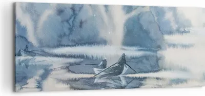 Produktbild von Bild auf Leinwand - Leinwandbild - Boot Fischer Wasser - 120x50cm - Wand Bild - Wanddeko - Leinwanddruck - Bilder - Kunstdruck - Wanddekoration - Leinwand bilder - Wandkunst - AB120x50-3864