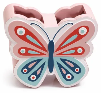 Immagine prodotto di Portaspetrini a forma di farfalla, 2 scomparti, resina rosa, 10x12 cm
