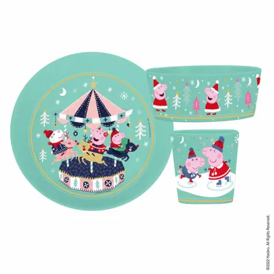 Obrázek produktu pro Koziol Snídaňový set Connect Prasátko Peppa Winter Wonderland 3 ks, dětské nádobí, plast, Organic Sage Blue, 8057719