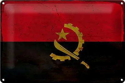 Produktbild von Blechschild Flagge Angolas 30x20cm Flag of Angola Rost