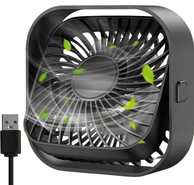 Produktbild von Mini USB Ventilator,Tragbarer Tischventilator mit 360° Drehbarer Kopf,3 Geschwindigkeitsstufen,Leiser 40db,Antirutschmatte