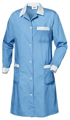 Productafbeelding van Sir Safety Valeria: dameswerkjassen, katoen-polyester, met 5 knopen, blauw, maat XL, in de kleur bloemenblauw