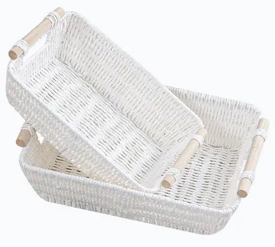 Image de Lot de boîtes de rangement en corde de papier blanche pour la salle de bains et la cuisine