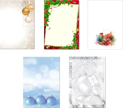 Produktbild von 5 x 5 Blatt Motivpapier Briefpapier Mix DIN A4 Kugeln Sterne Kristalle (Weihnachten-5228)