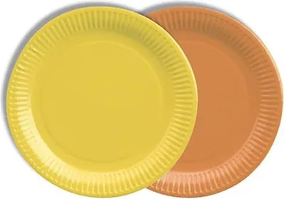 Produktbild von Papstar Pappteller rund Ø 18 cm farbig sortiert - gelb/orange, 20 x 12 Stück