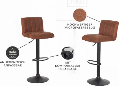 Produktbild von riess-ambiente Drehbarer Barhocker PORTLAND vintage braun Microfaser Barstuhl mit Lehne höhenverstellbar Tresenstuhl Tresenhocker Hocker