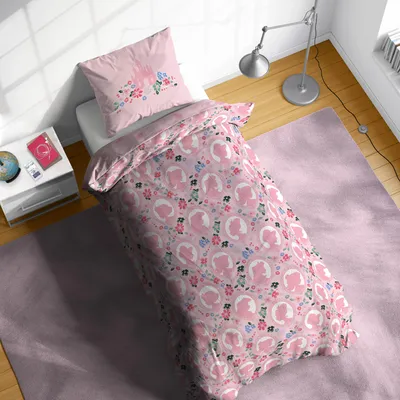 Produktbild von Disney Princess Pink Petal Princess Bettwäscheset aus 100% Baumwolle, E