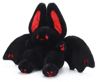 Produktbild von Fliegendes Weißes Kaninchen Fledermaus Plüschtier Kuscheltier Stofftier Cartoon Kinder Geschenk - Farbe: Schwarz-Rot