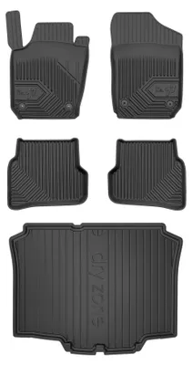 Produktbild von Gummimatten + Kofferraumwanne für SEAT Ibiza IV 2008-2017 (Schrägheck, fester Ladeboden) – Schwarz, passgenau – Wielganizator