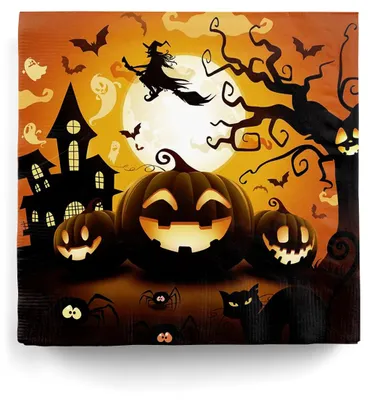 Produktbild von Happy Halloween Papier Servietten als Tischdeko 12 St.