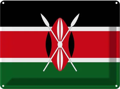 Produktbild von vianmo Blechschild 30x40 cm Kenias Kenya Flagge Fahne Wappen